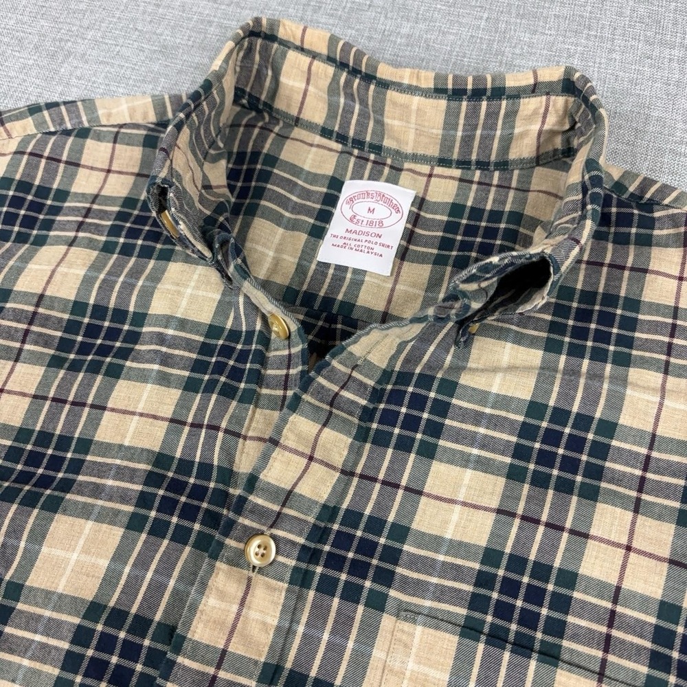 Brooks Brothers Madison Shirt Mens Medium Plaid Cotton Button Down Preppy Ivy